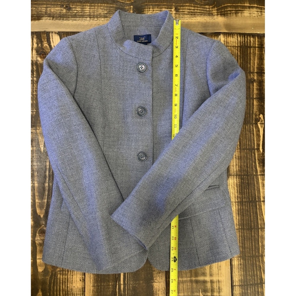 Brooks Brothers 346 Womens 8 Gray Wool Mandarin Collar Tailored Career Jacket - Picture 8 of 8
